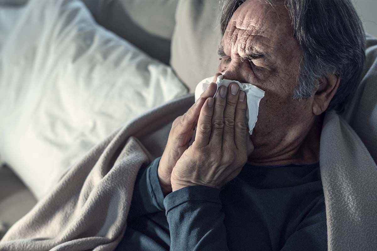 man facing health conditions