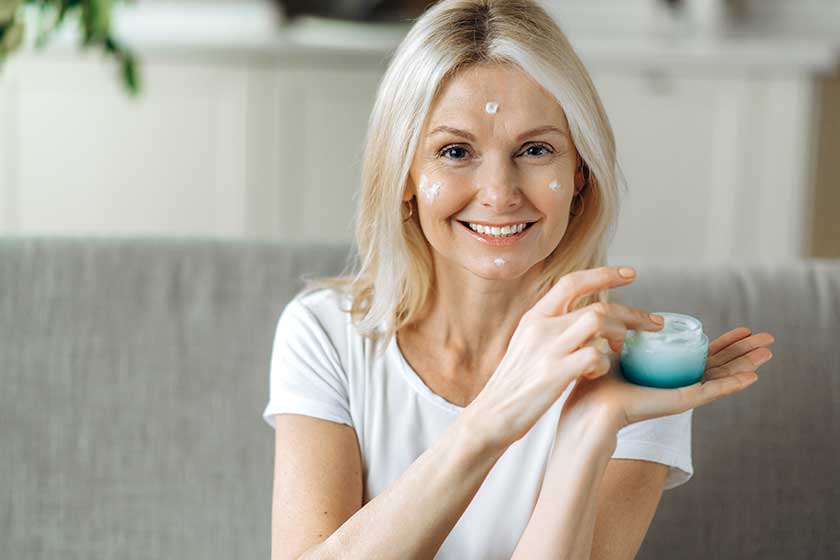 Anti-aging woman caucasian beauty skin care face cream Anti-aging woman caucasian beauty skin care face cream