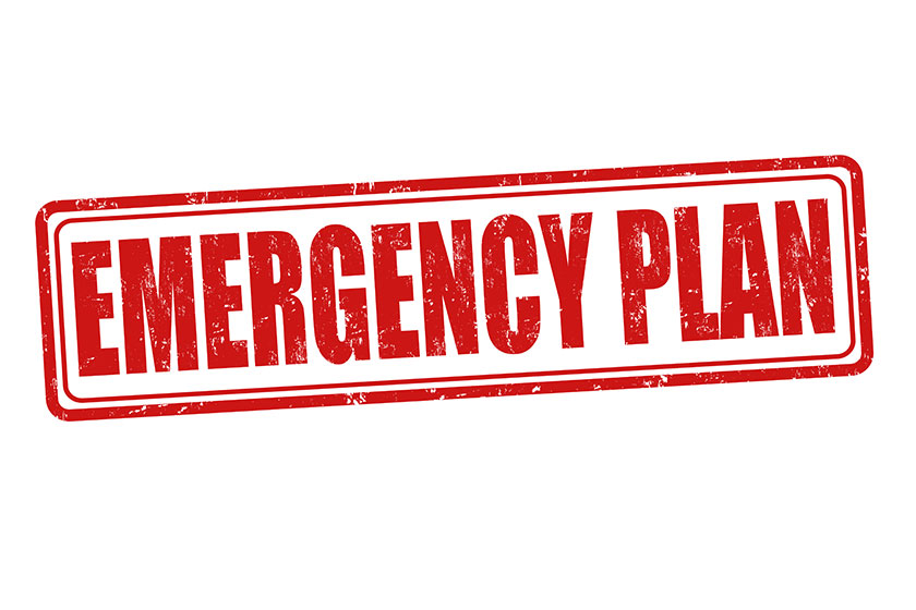 Emergency plan sign or stamp Emergency plan sign or stamp