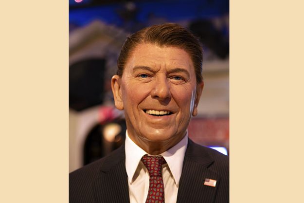New York, USA - April 30, 2018: Ronald Reagan in Madame Tussauds of New York