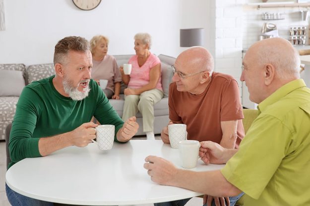 Group of elderly people resting at home