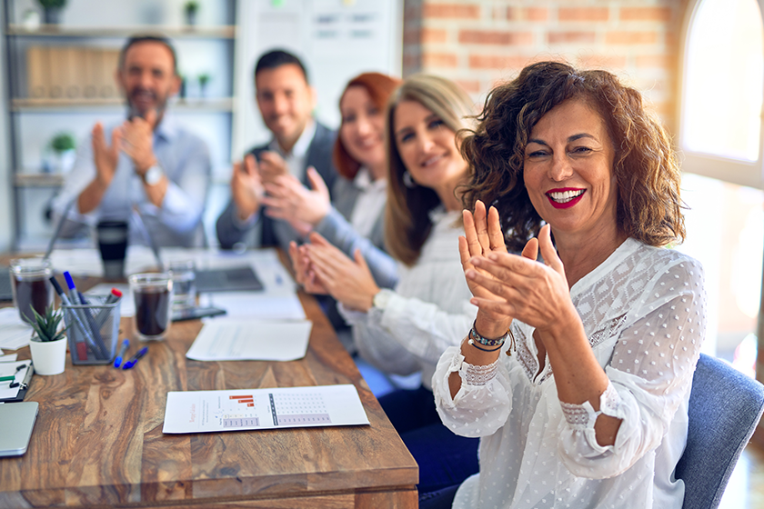 group-business-workers-smiling Group of business workers smiling