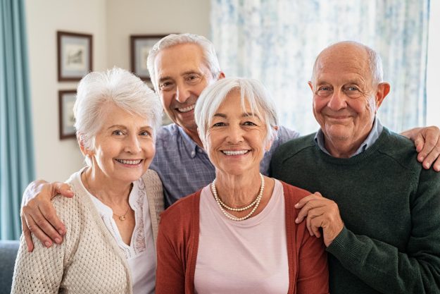 Portrait,Of,Happy,Elderly,People,Looking,At,Camera,At,Care