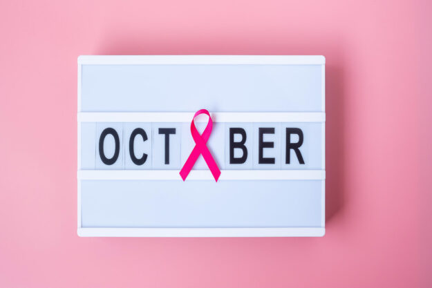Breast Cancer Awareness month, Pink Ribbon on lightbox with OCTO